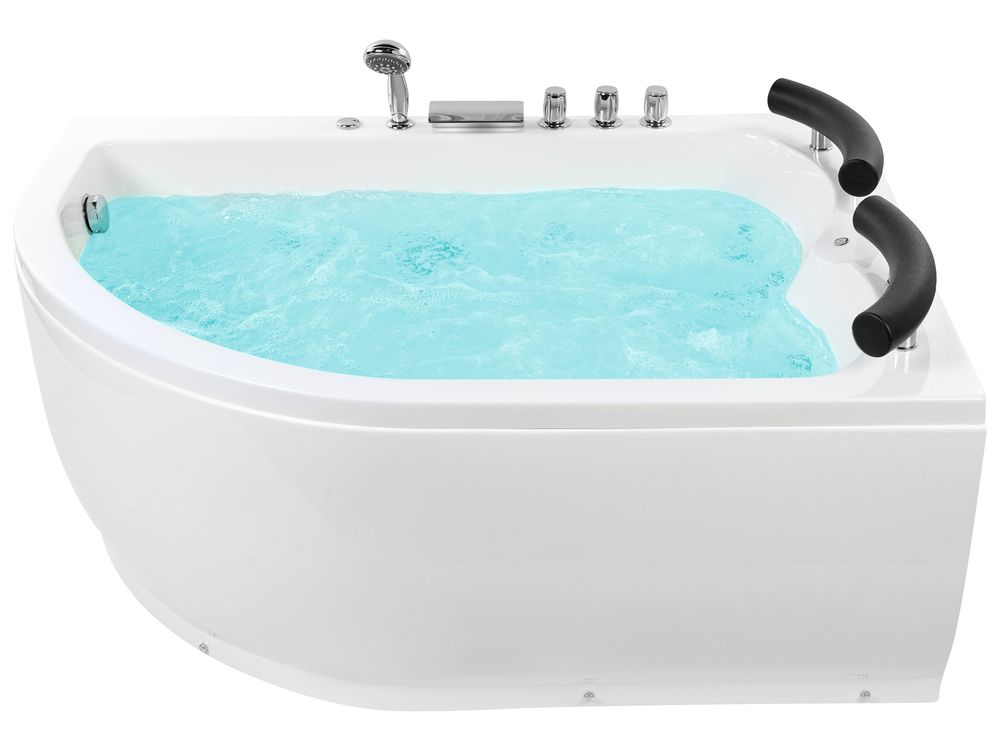 Corner Hot Tub with LED PARADISO 1580 x 1130 mm White Left Hand