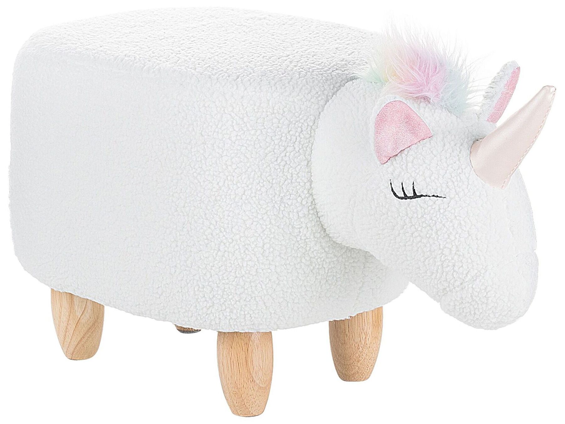 Tabouret enfant en tissu peluche blanc UNICORN_746464