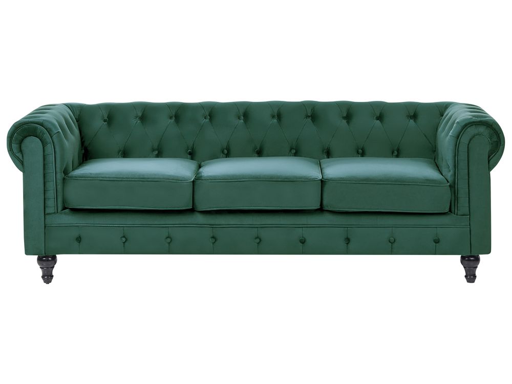 Canapé 3 places CHESTERFIELD Velours Vert émeraude
