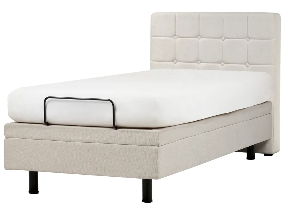Adjustable Bed Fabric DUKE 90 x 200 cm (EU Single) Light Beige_973301
