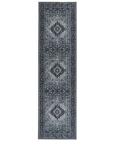 Teppich grau orientalisches Muster 80 x 300 cm Kurzflor VADKADAM