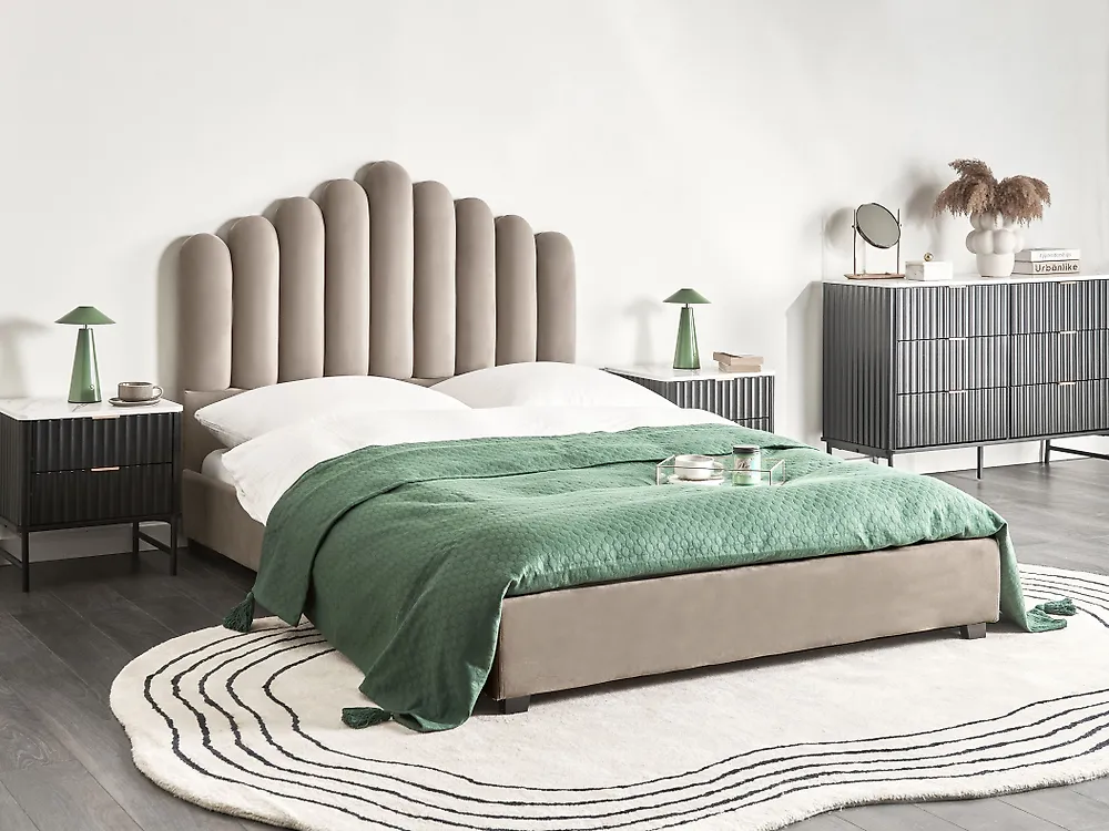Bed Velvet VINCENNES 140 x 200 cm (EU Double) Taupe_1174289