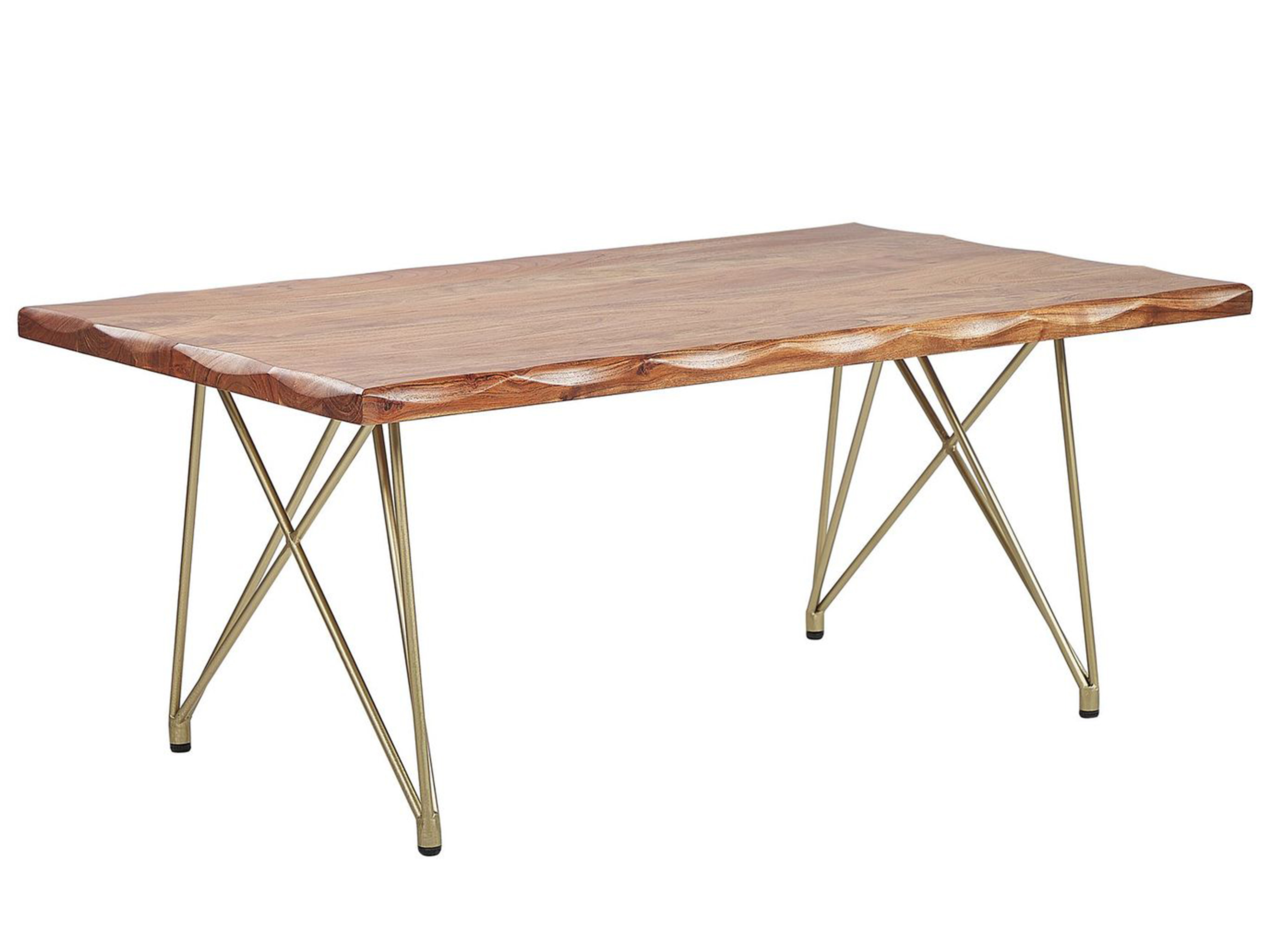 Mesa de centro de madera de acacia clara/dorado 118 x 70 cm RALEY