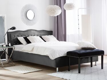 Velvet EU Super King Size Bed Dark Grey METZ