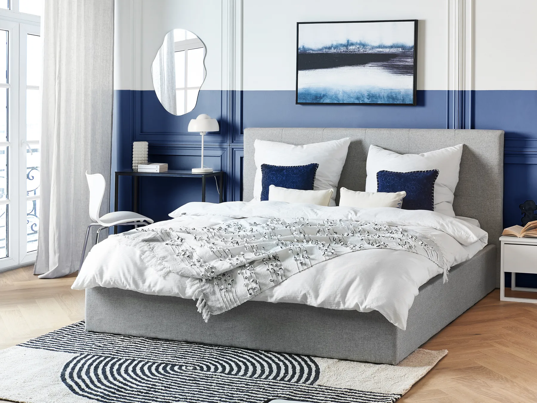 Ottoman Bed LORIENT Fabric Grey 180 x 200 cm (EU Super King)_827029