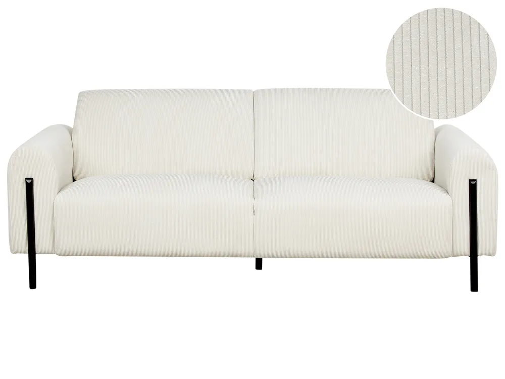 Sofa dla 3 osób ASKIM Sztruks Złamana biel