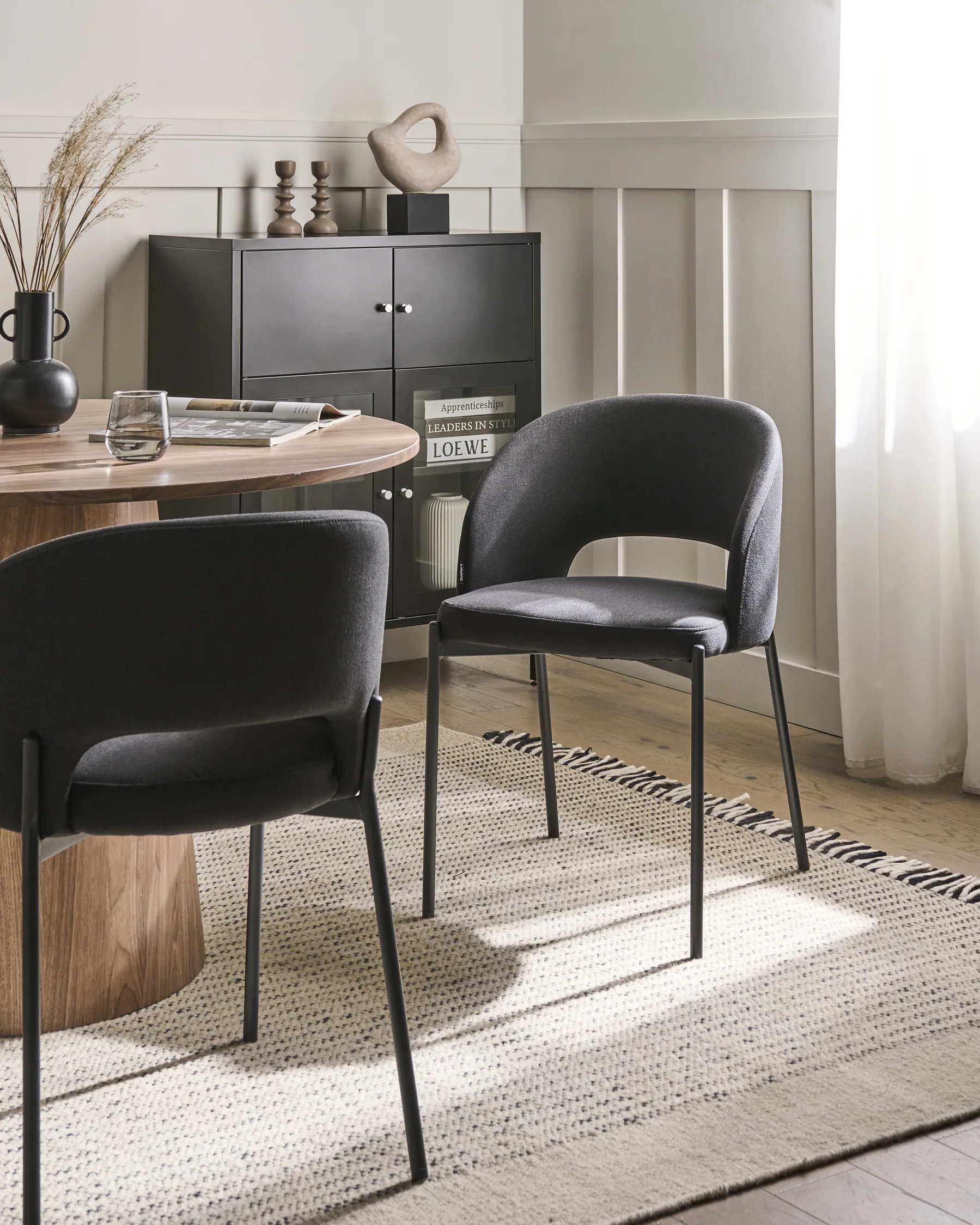 Set of 2 Dining Chairs PENNY Fabric Black_1007362