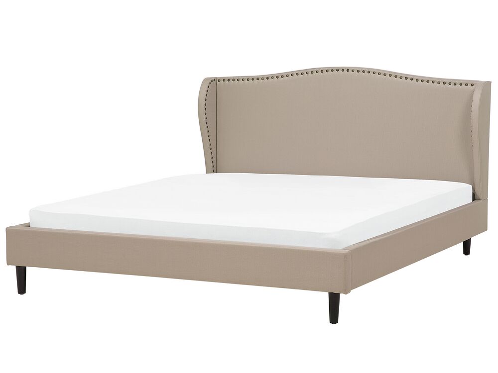 Lit avec sommier Tissu COLMAR 180 x 200 cm Beige sable