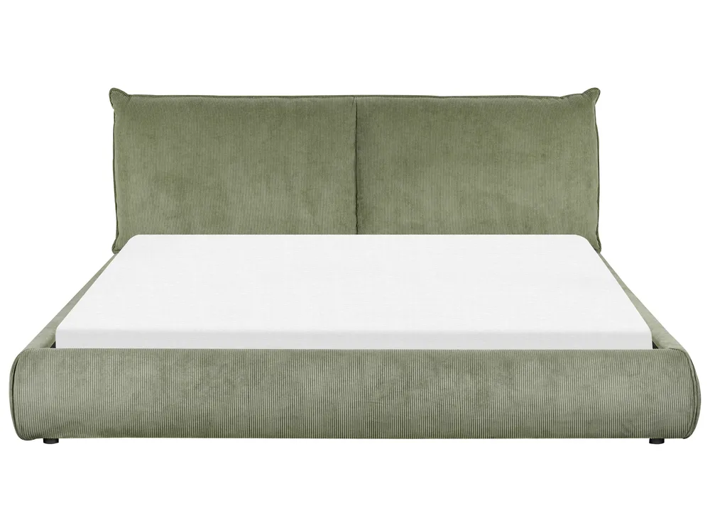 Bed Corduroy VINAY 180 x 200 cm (EU Super King) Olive Green_880015