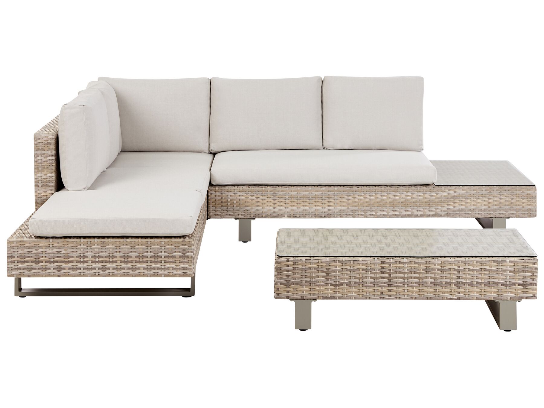 5 Seater PE Rattan Garden Corner Sofa Set Off-White LANCIANO_930927