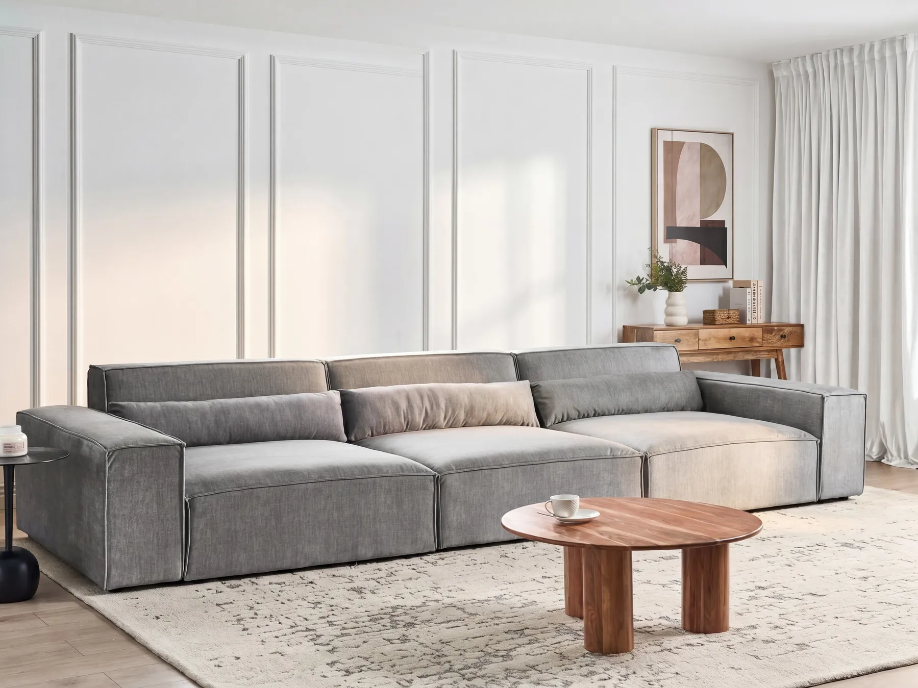 Modular Sofa 3 Seater HELLNAR Fabric Grey_911736
