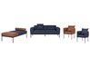 Chaise longue en lin synthétique et en similicuir bleu foncé et marron MALMOS_933358