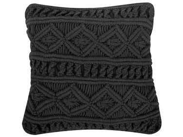 Cotton Macrame Cushion 45 x 45 cm Black MUDANYA