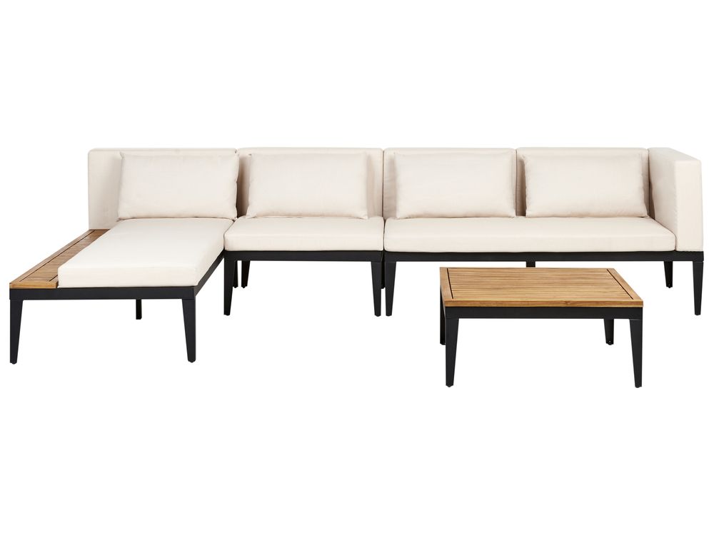 Set di divani angolari da giardino 4 posti BRACCIANO Legno di acacia certificato Beige chiaro Lato destro
