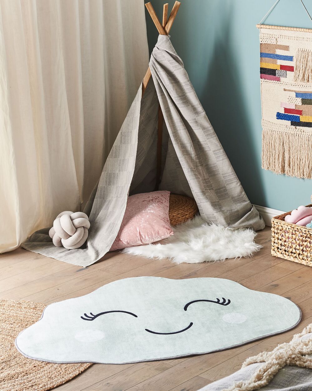 Kids Rug CUMULUS Mint Green 90 x 120 cm