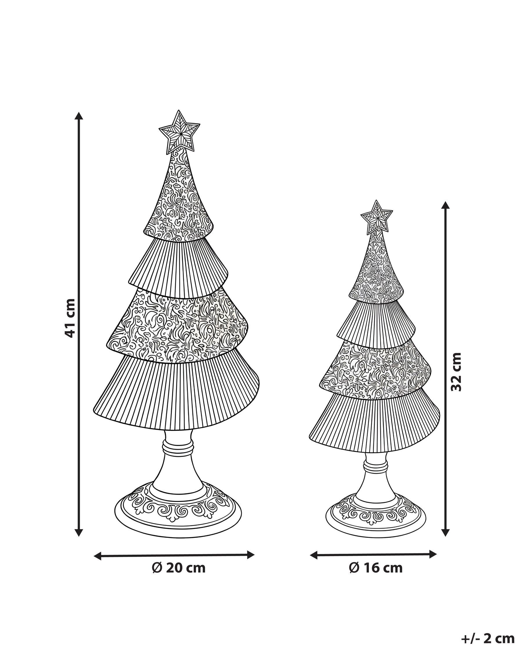 Set di 2 decorazioni natalizie ERVASTI 32/41 cm Albero di Natale Oro_1175741