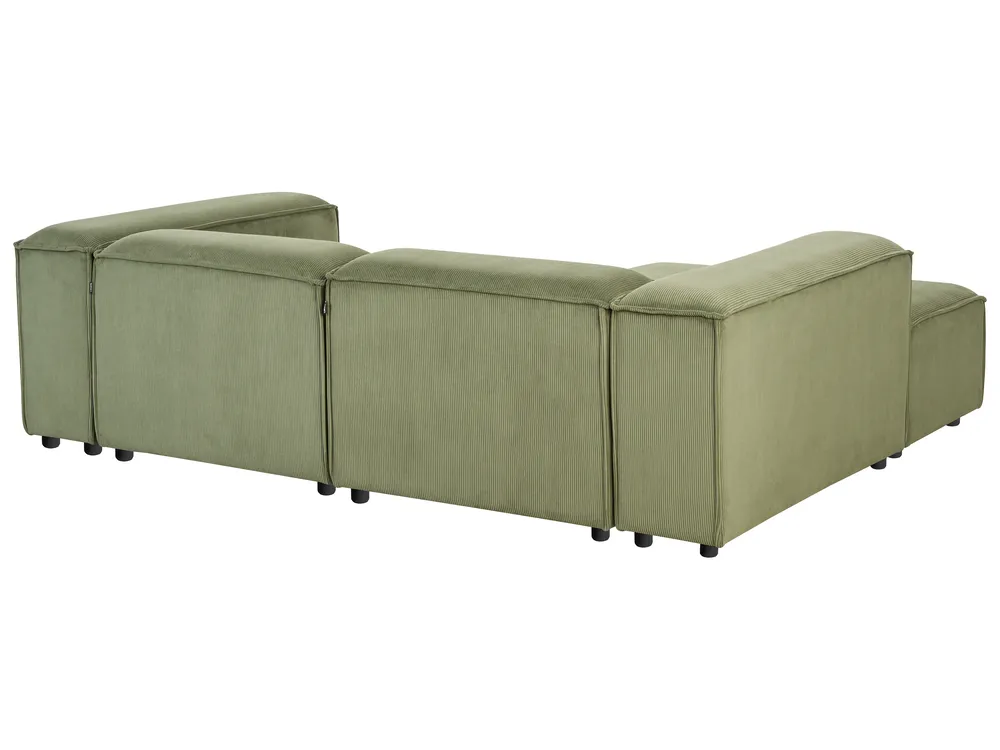 Modular Corner Sofa 2 Seater ARDAL with Ottoman Corduroy Green Right Hand_947432