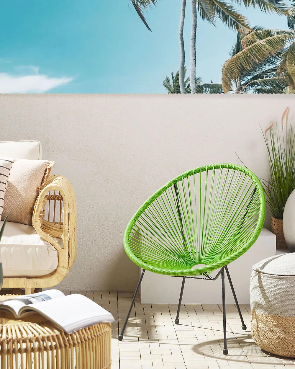 Sedia da giardino ACAPULCO II Rattan sintetico (PE) Verde_1177411