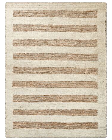 Teppich Baumwolle / Jute beige 300 x 400 cm geometrisches Muster Kurzflor ZIARAT