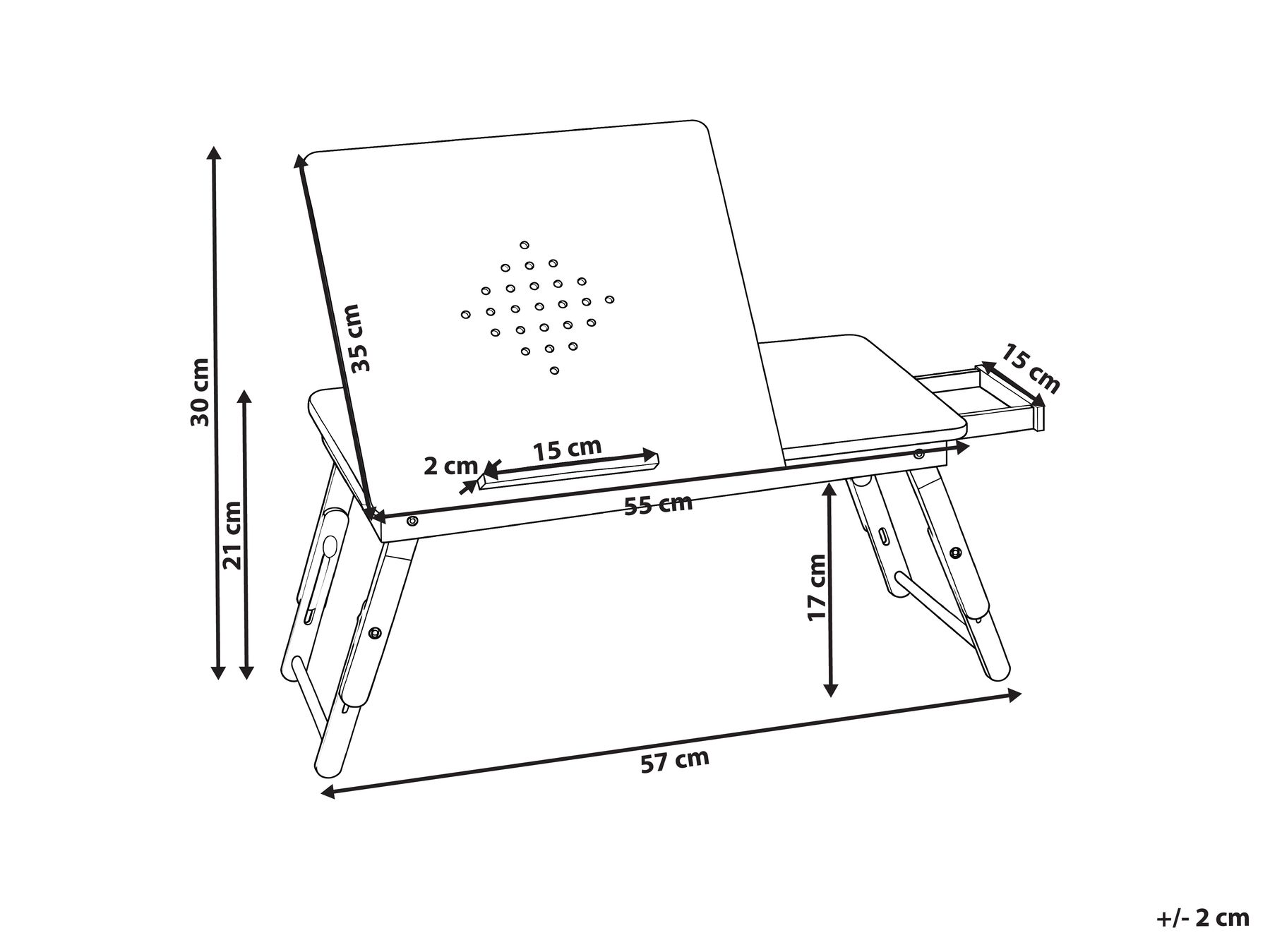 Scrivania portatile pieghevole per laptop ORGE 57 cm 35 cm Marrone chiaro_1074357
