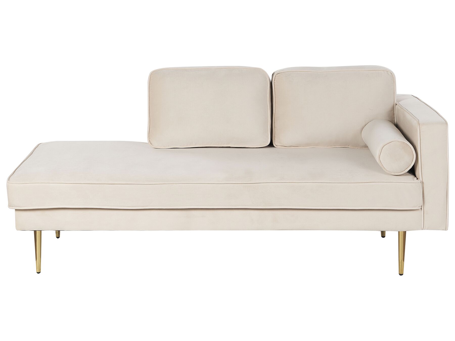 Chaise longue fluweel beige rechtszijdig MIRAMAS_848685