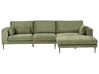 Left Hand Fabric Corner Sofa Green FLAM_934582