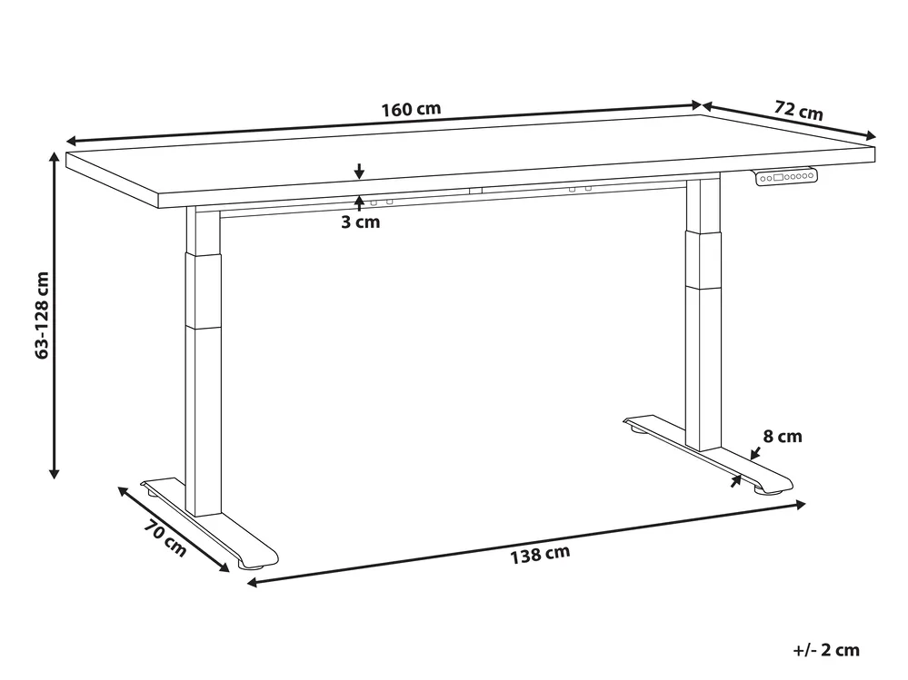 Biurko regulowane elektrycznie DESTINES 160 cm 72 cm Biały/ czarny_899494