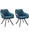 Set of 2 Dining Chairs MONEE Fabric Teal