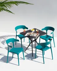 Set of 4 Garden Chairs GUBBIO Teal_984645