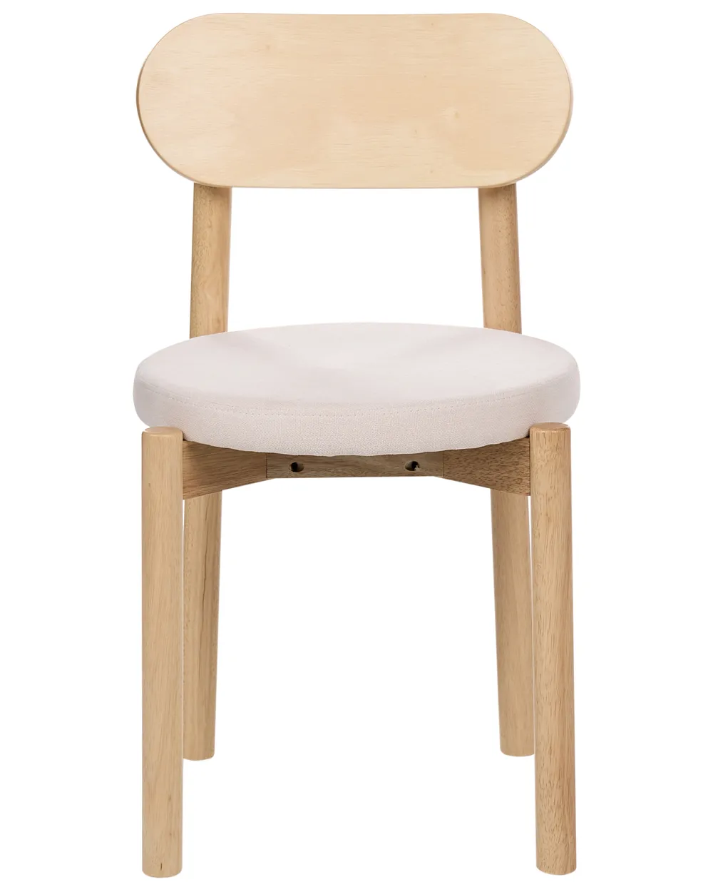 Set of 2 Dining Chairs PAULINA Wood Light Brown/ Light Beige_1070680