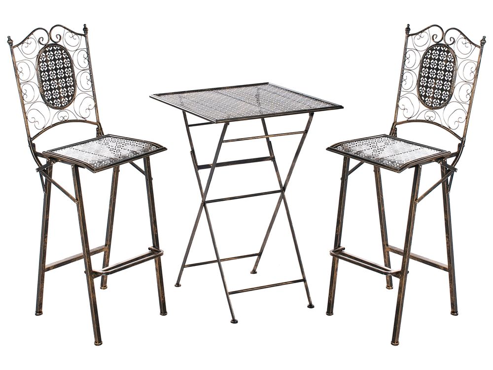 Garden Bar Set Folding BORMIO Metal Black