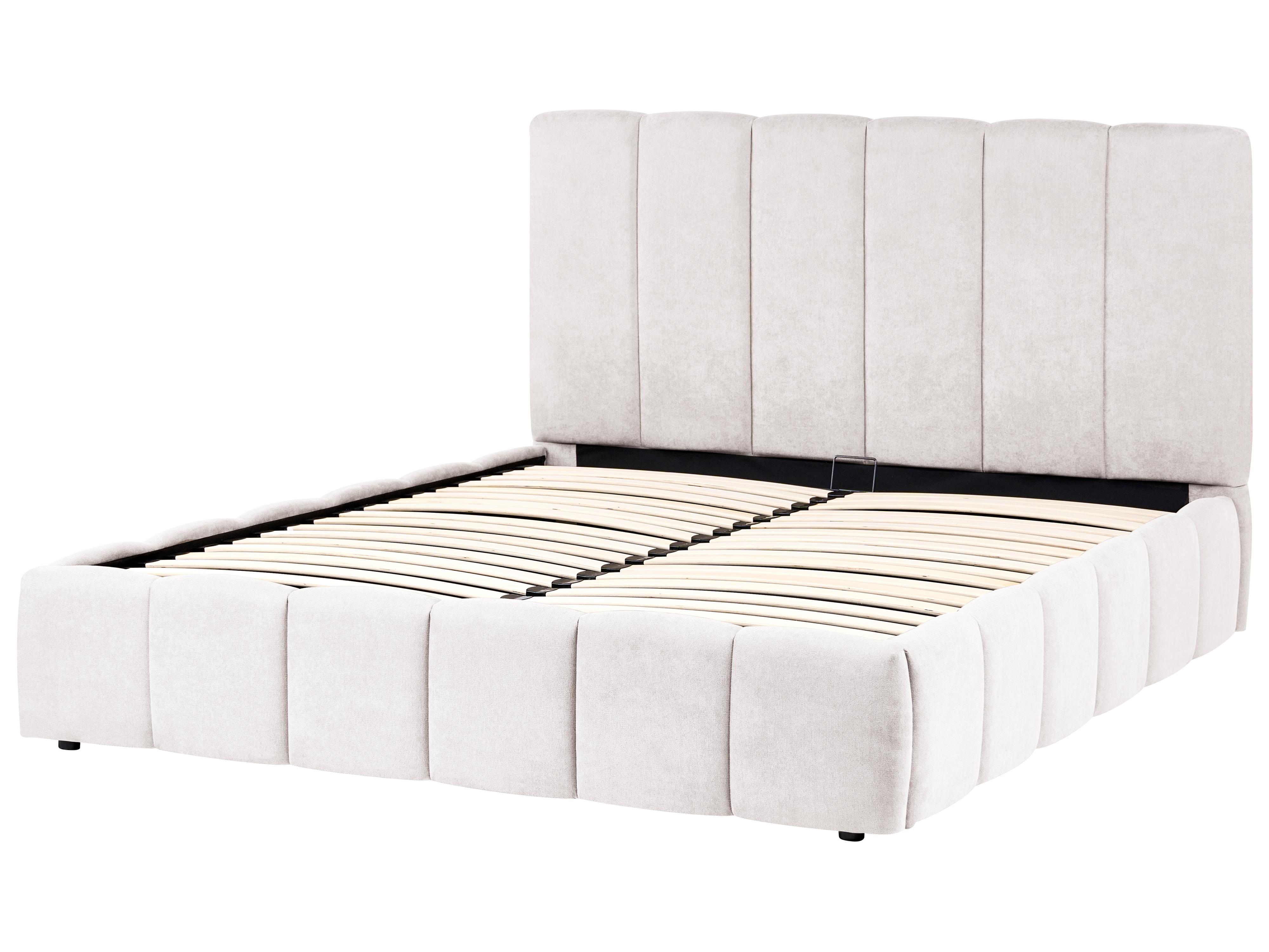 Ottoman Bed VAUVERT Fabric Off-White 160 x 200 cm (EU King Size)_1093315