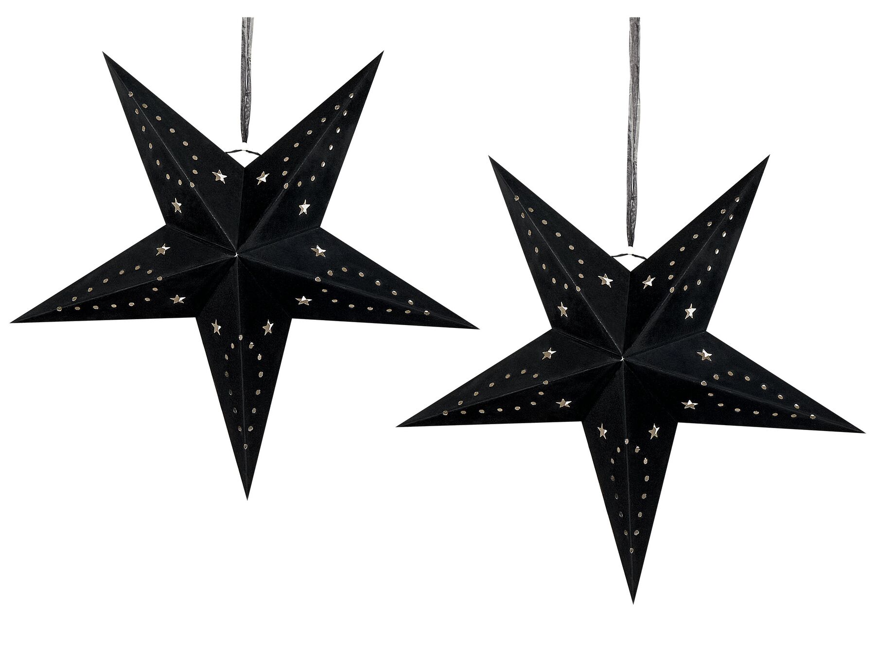 Lot de 2 étoiles décoratives LED 60 cm en papier velours noir MOTTI_835548
