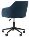 Krzesło biurowe regulowane welurowe niebieskie VENICE_732402