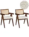 Set of 2 Dining Chairs AVA Wood Brown/ Light Beige