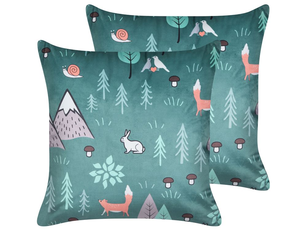 Sæt af 2 pyntepuder FOOTHILL Velour 45 x 45 cm Mintgrøn
