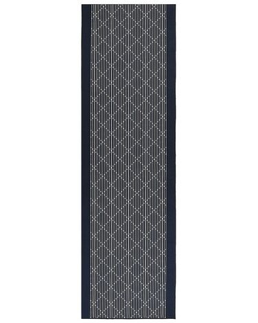 Teppich marineblau 60 x 200 cm geometrisches Muster Kurzflor CHARVAD