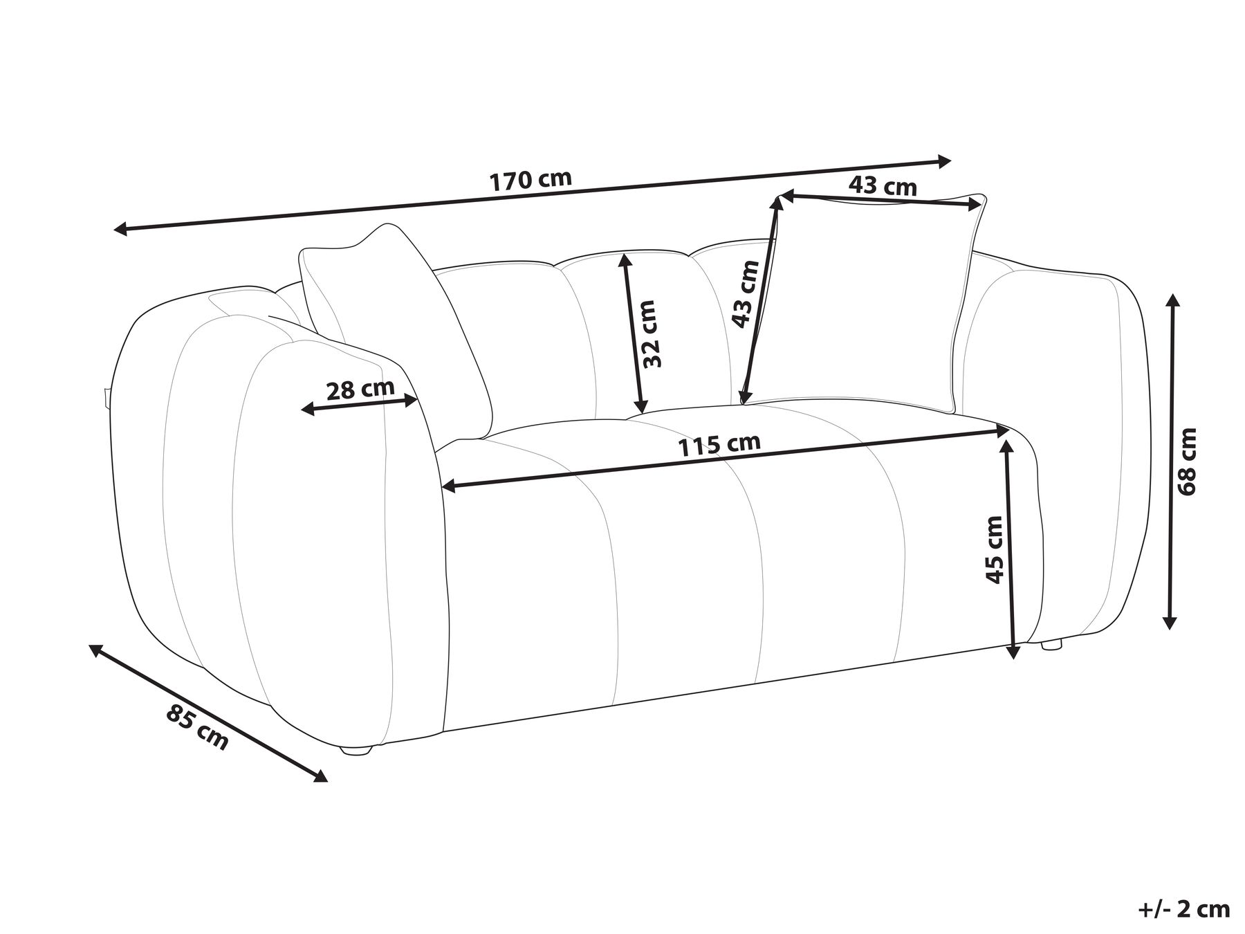 Sofa 2 Seater NESS Fabric White_1002495