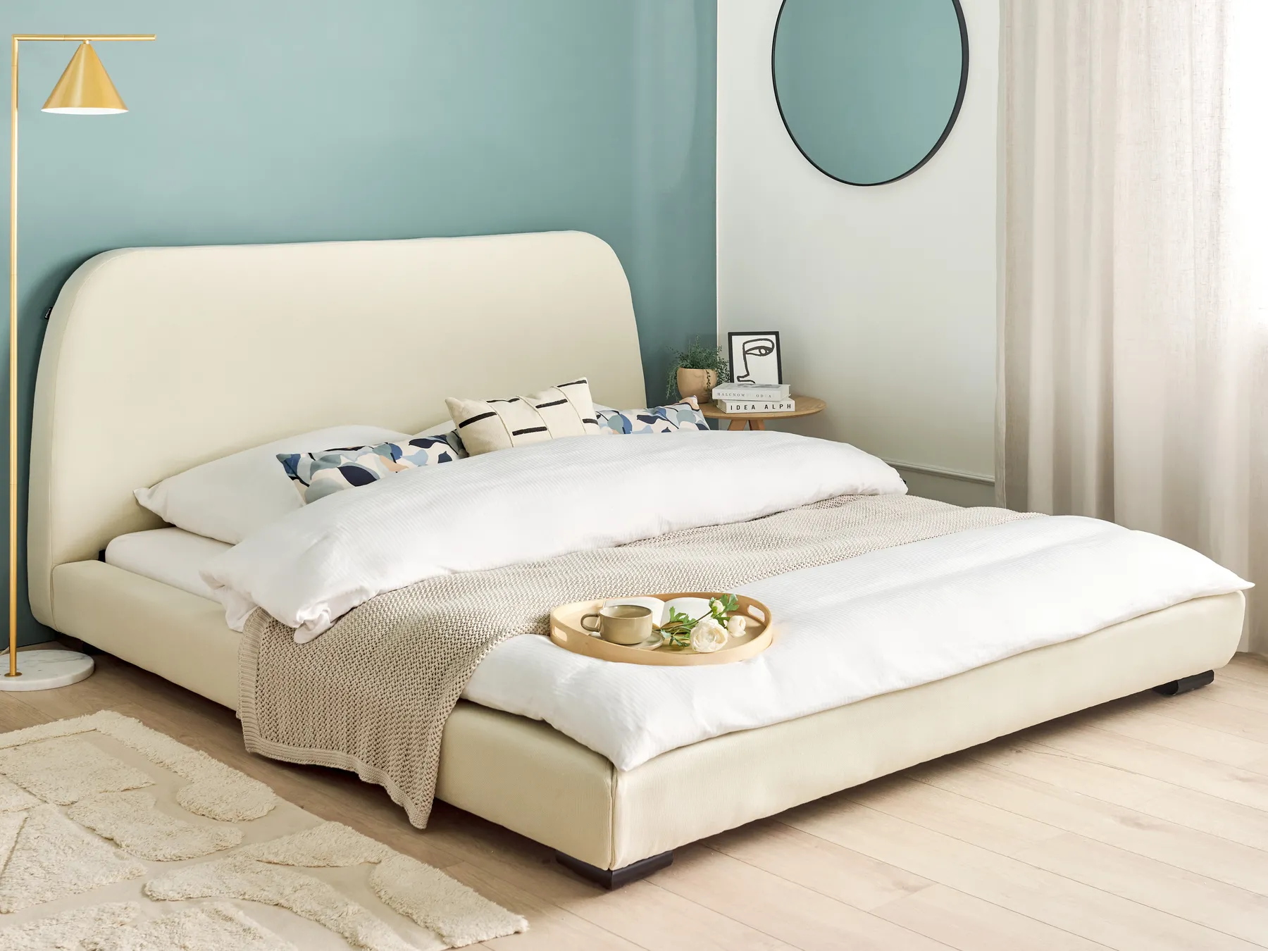 Bed Fabric ROISEL 180 x 200 cm (EU Super King) Light Beige_937479