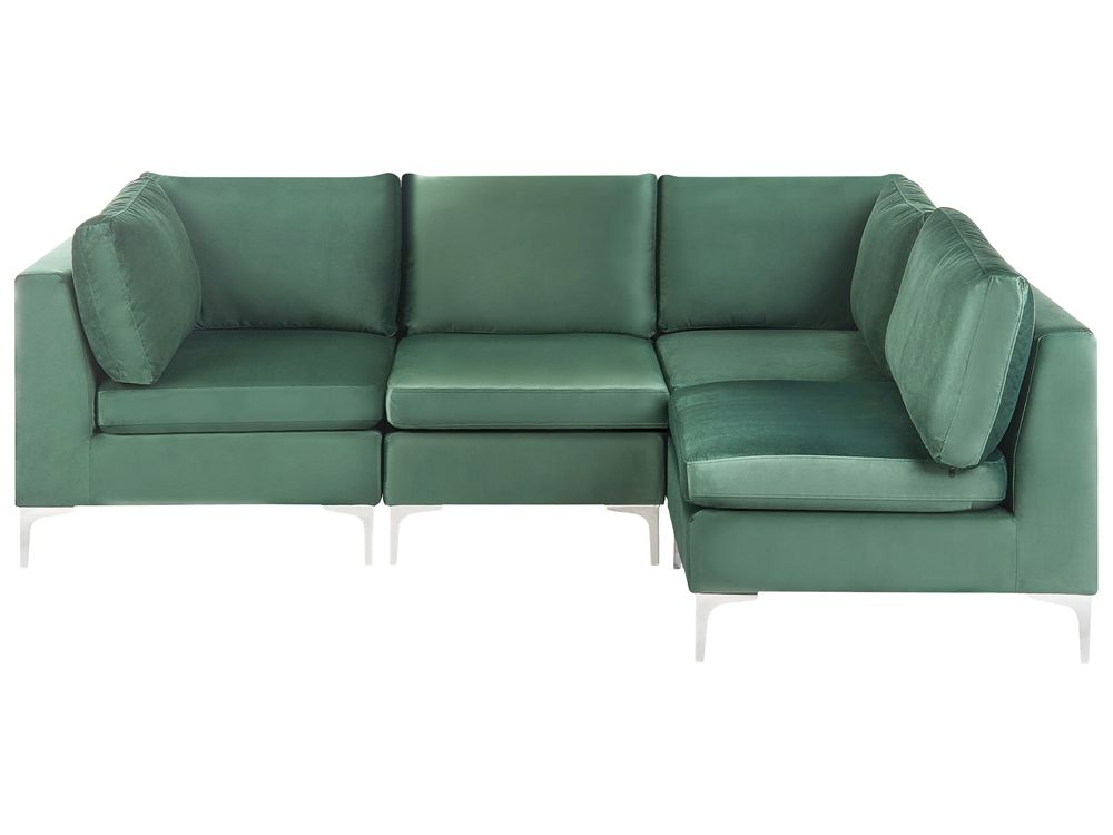 Hjørnesofa modul 4 personers EVJA Velour Grøn Venstrevendt