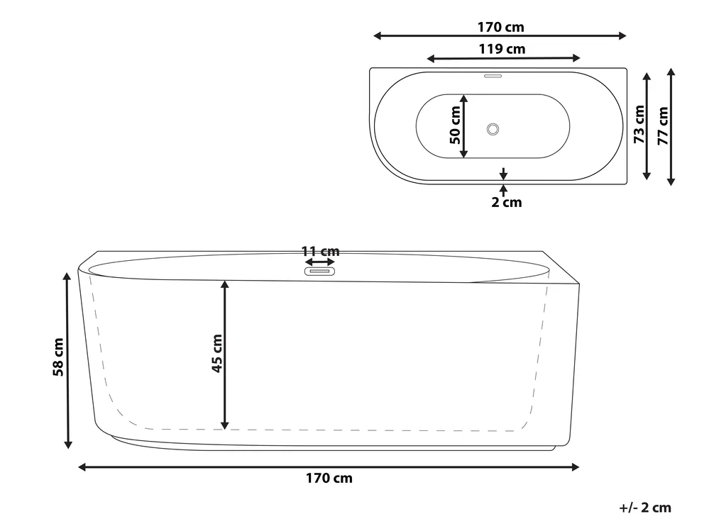 Corner Bath GOCTA 1700 x 770 mm White Left Hand_1043501