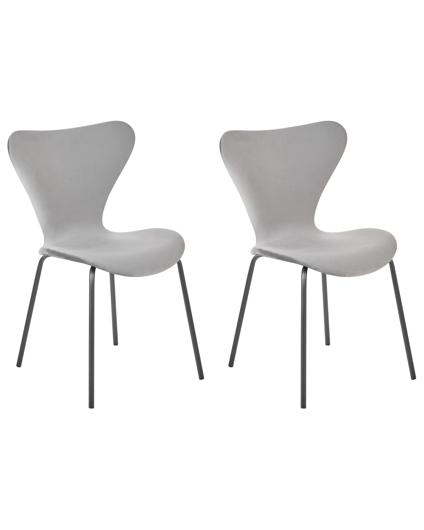 Set of 2 Velvet Dining Chairs Light Grey and Black BOONVILLE_862153
