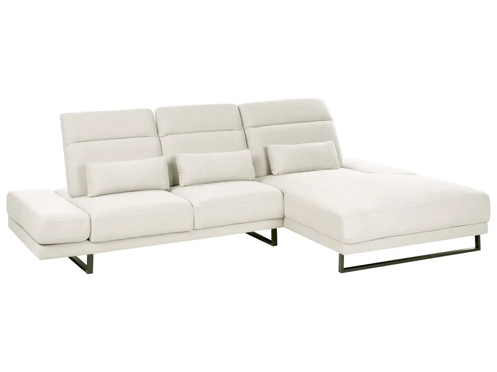 Corner Sofa 4 Seater IKAST Fabric Light Beige Left Hand_961864