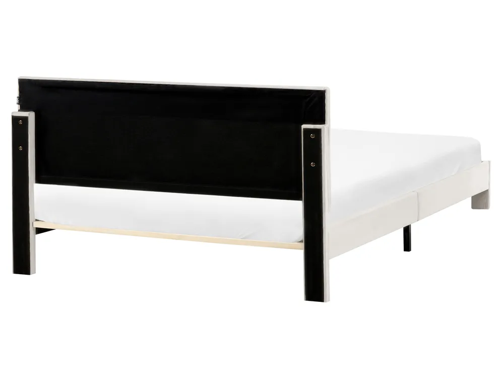 Pat cu sertare LONZAC Catifea Alb-murdar 160 x 200 cm_1014784