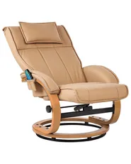 Massage Chair MAJESTIC with Footstool Faux Leather Light Brown_963655