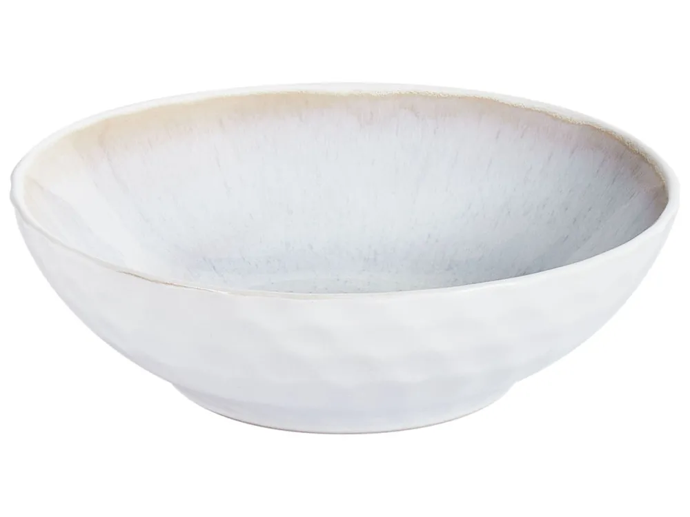 Set of 8 Deep Plates SESAME Stoneware Light Grey_986592