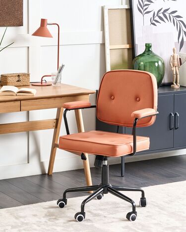 Faux Leather Desk Chair Orange PAWNEE