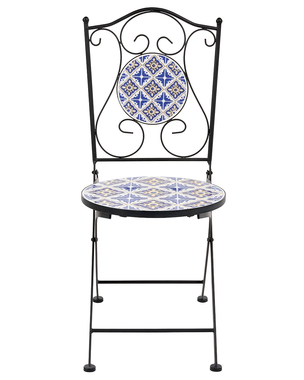 Set de 2 scaune de grădină SIPONTO Pliabil Metal Alb/Albastru_1155768