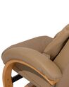 Fotel do masażu podgrzewany z podnóżkiem ekoskóra beżowy FORCE_697899
