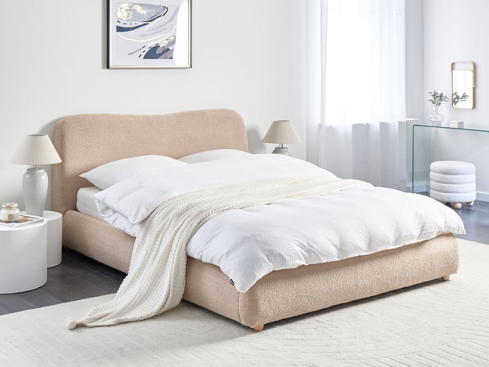 Ottoman Bed BLAGNAC Boucle Beige 160 x 200 cm (EU King Size)